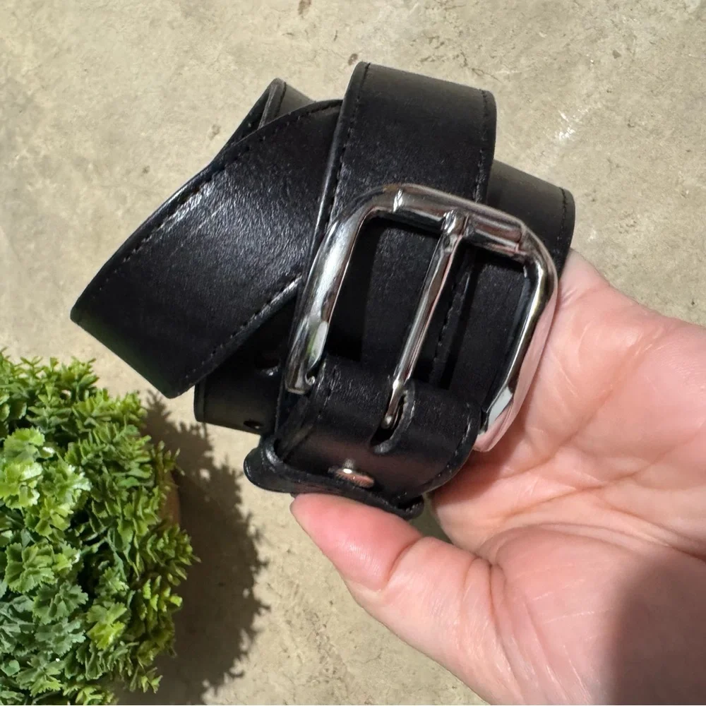 Black Leather Classic Belt Men Size 44 Business Casual‎ Quiet Luxury Old Money